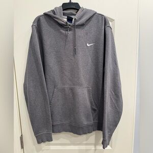 Vintage Nike Hoodie Mens XL Gray Sweatshirt Embroidered Swoosh Logo Sweater